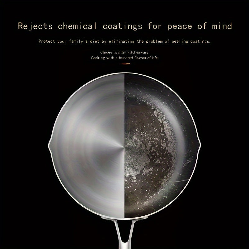 Cazo de acero inoxidable de 19.81 cm, utensilios de cocina de 3 capas antiadherentes para porciones pequeñas