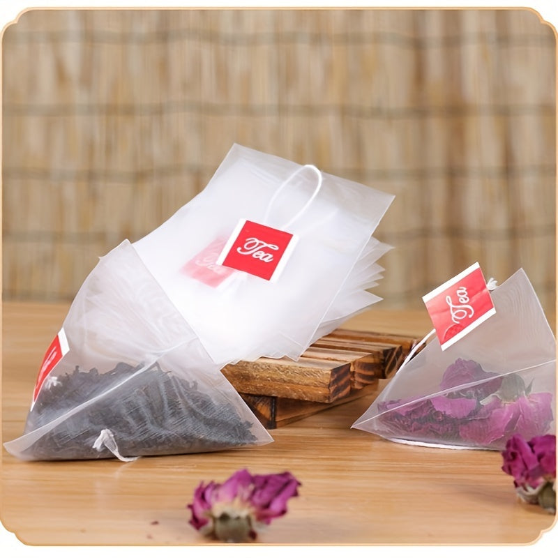 White Disposable Nylon Tea Filter Bags Pack of 100 for Loose Leaf Tea