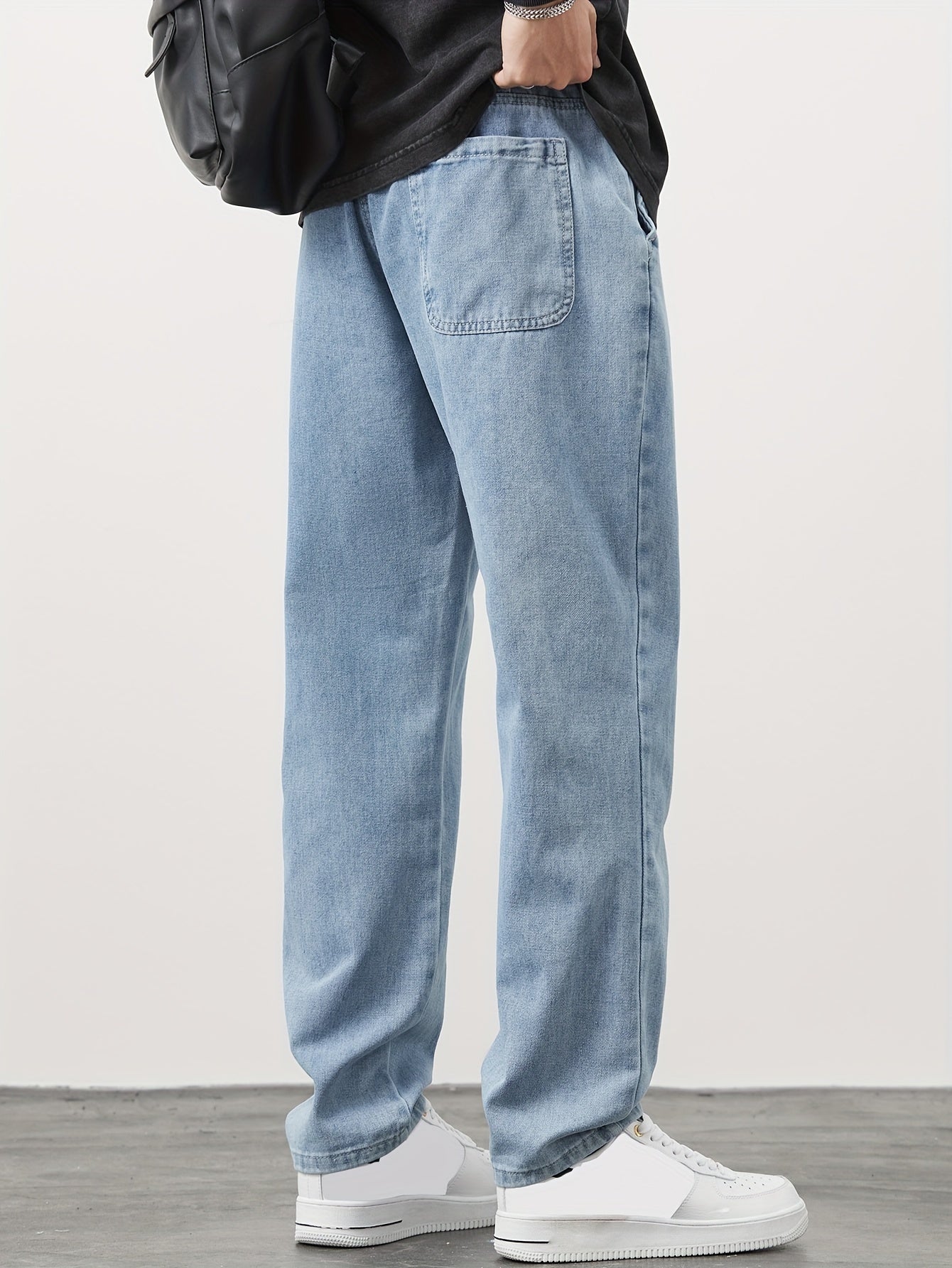 Men's Straight Leg Denim Pants Regular Fit Casual Cropped All-Season
