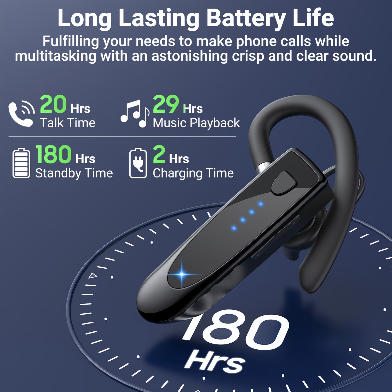 Wireless In-Ear Headset with 29 Hours Music Playback Noise-Isolating Lightweight Dual Connectivity