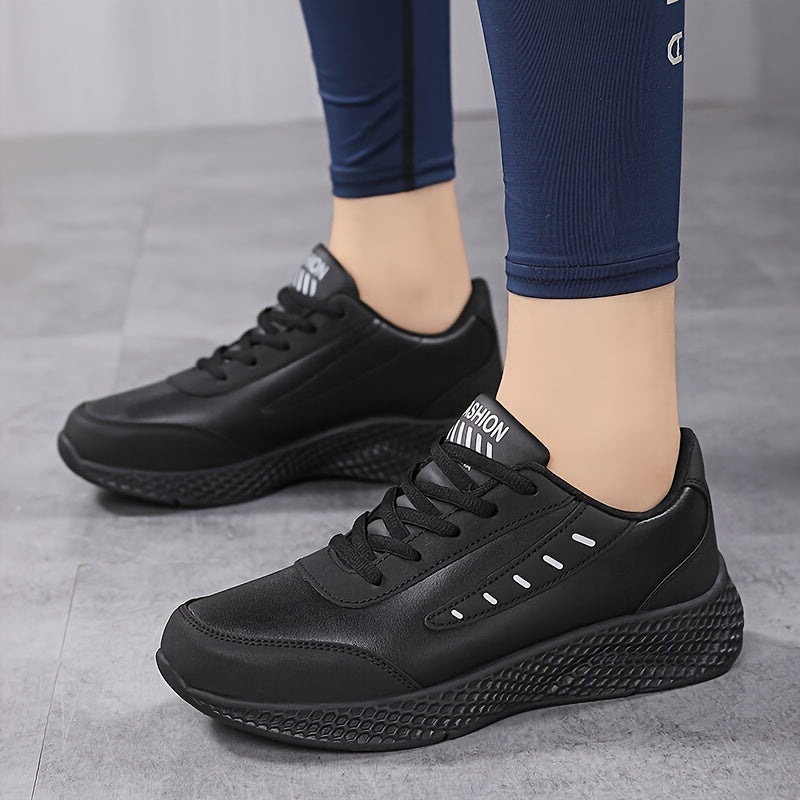 Women's Casual Lace-Up Sneakers Thick-Soled Waterproof Running Shoes
