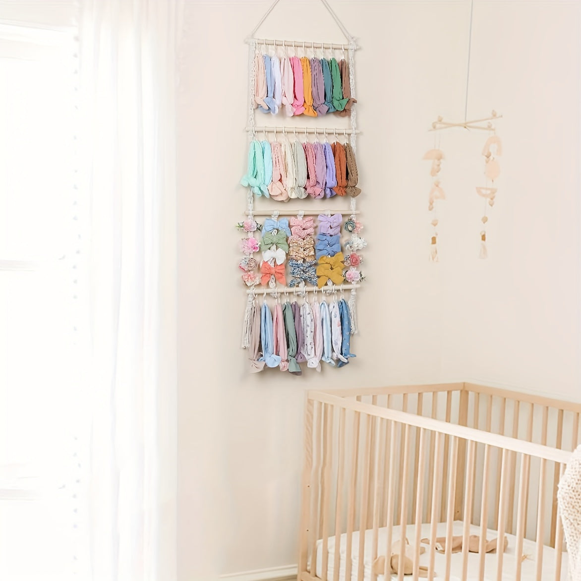 Bohemian Wall Decor Organizer for Headbands and Hair Bows, Room Storage