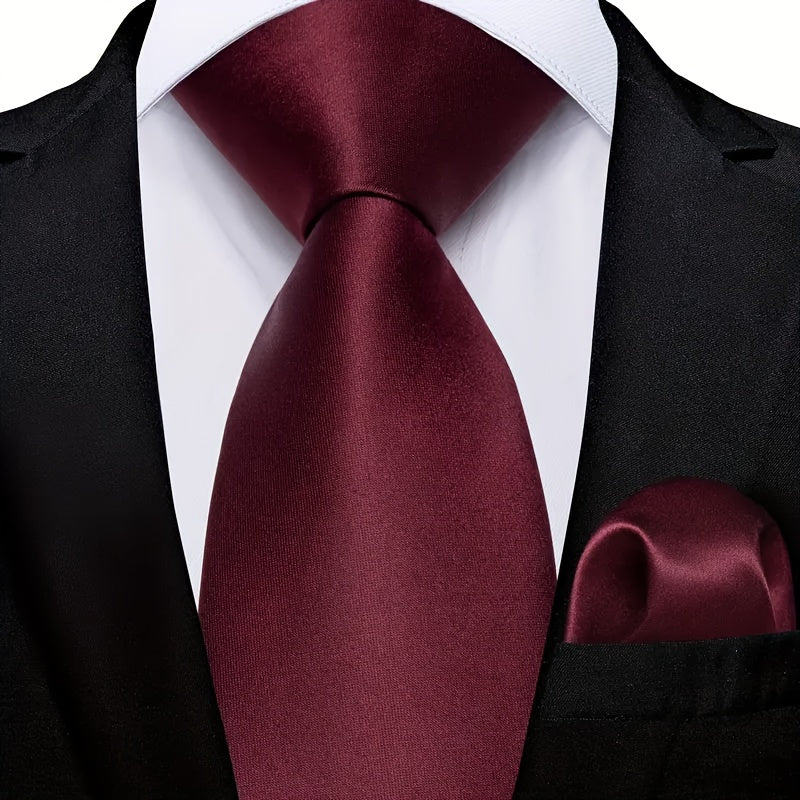 Erkaklar uchun bir rangli galstuk va cho'ntak sharf to'plami, biznes rasmiy tadbirlar uchun