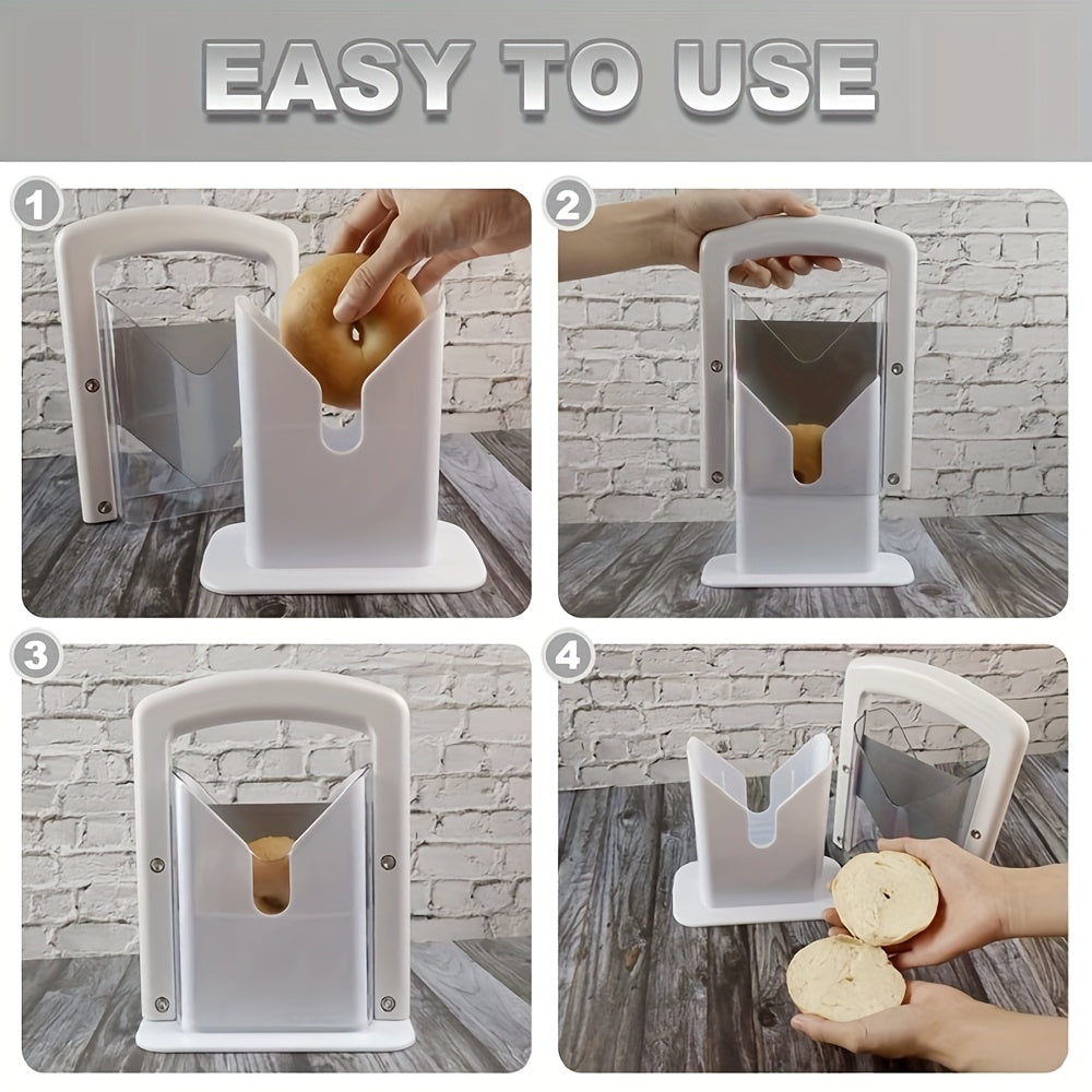 Bagel non uchun pishirish uchun zanglamaydigan po'latdan yasalgan, sirpanmaydigan tutqichli, chidamli asosli, uyda va tabiatda foydalanish uchun mukammal bo'lgan non kesgich