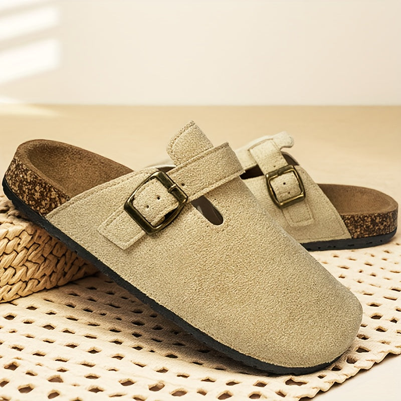 Women's Faux Fur Mules Shoes Casual Summer Slip-On Beige Comfort