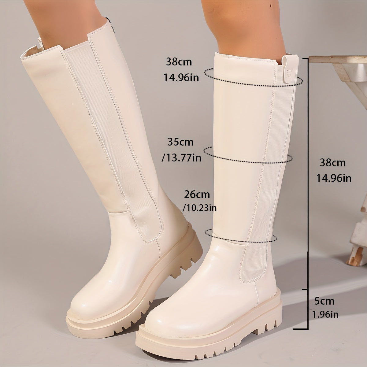 Women's Extra Large Tall Boots Thick Sole Winter Knitted Leg Boots