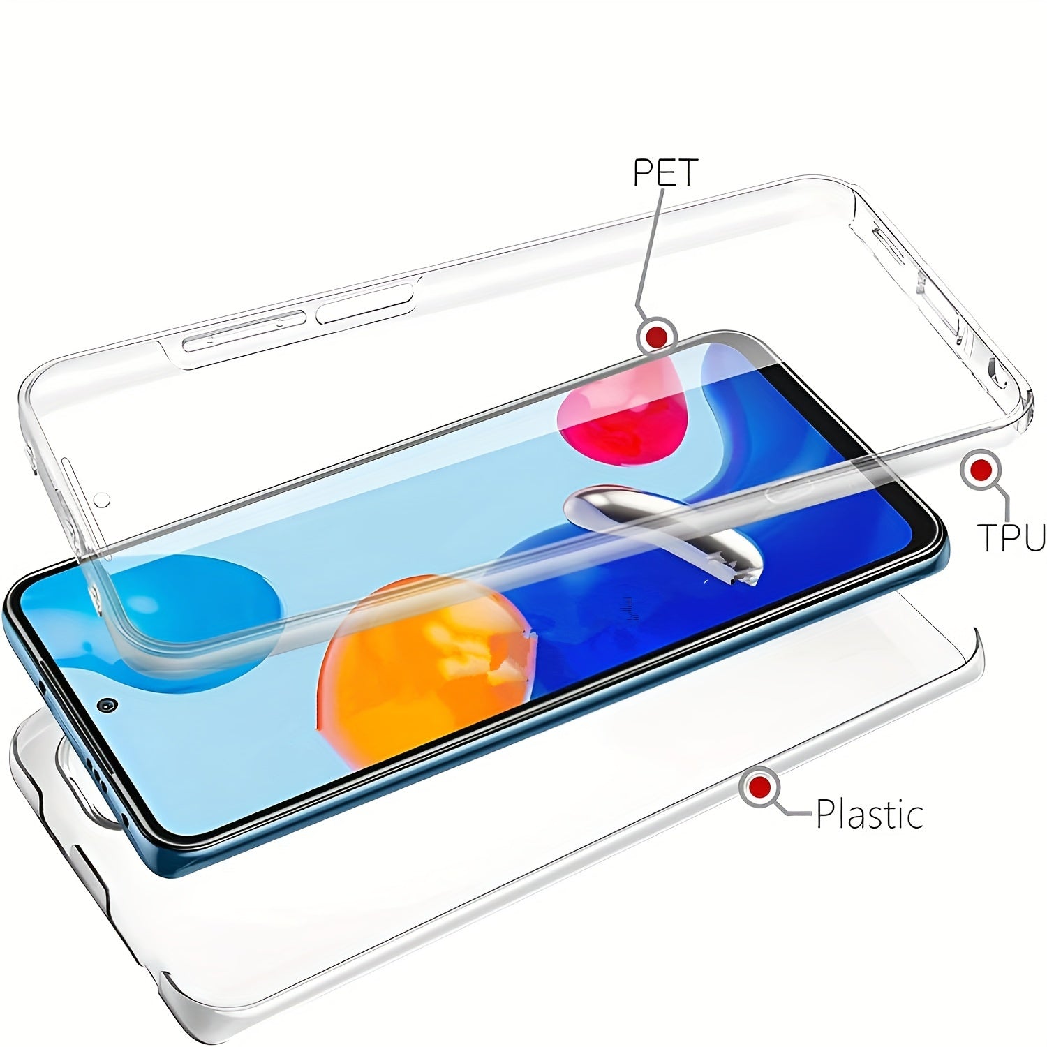 360 Full Body Phone Case for Xiaomi Models with Double Transparent Cover and Screen Protector