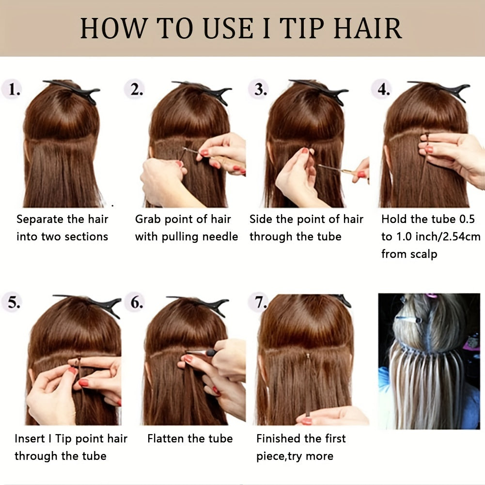 Human Hair Extensions Straight I Tip 50pcs Natural Color 40.6-66cm