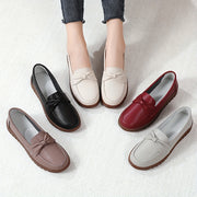Women's Slip-On Loafers with Bow in Black White Red Brown Gray Lightweight Casual Shoes