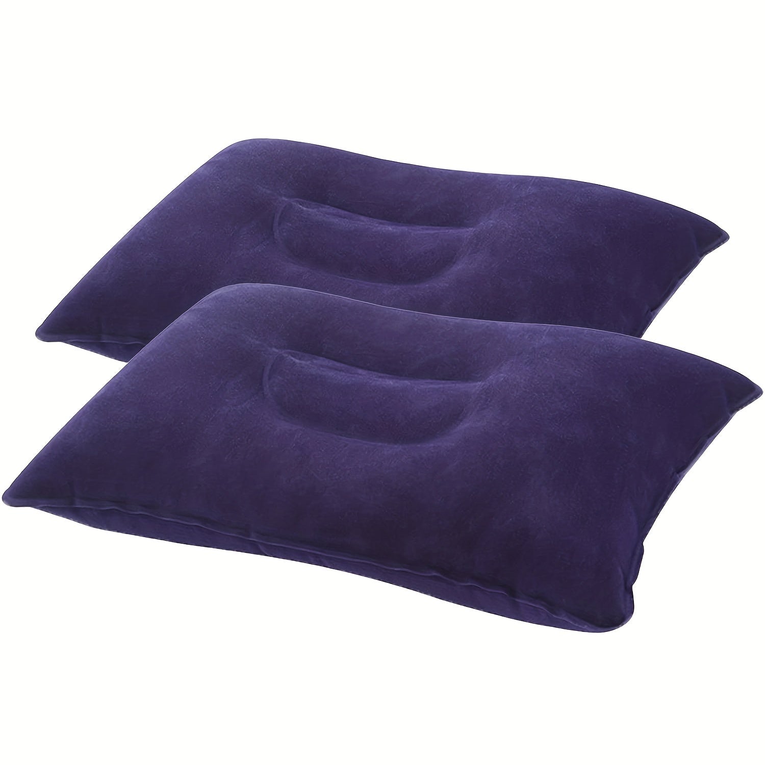 Small Square Inflatable Travel Pillow with Flocking Fabric for Camping and Sleep Support