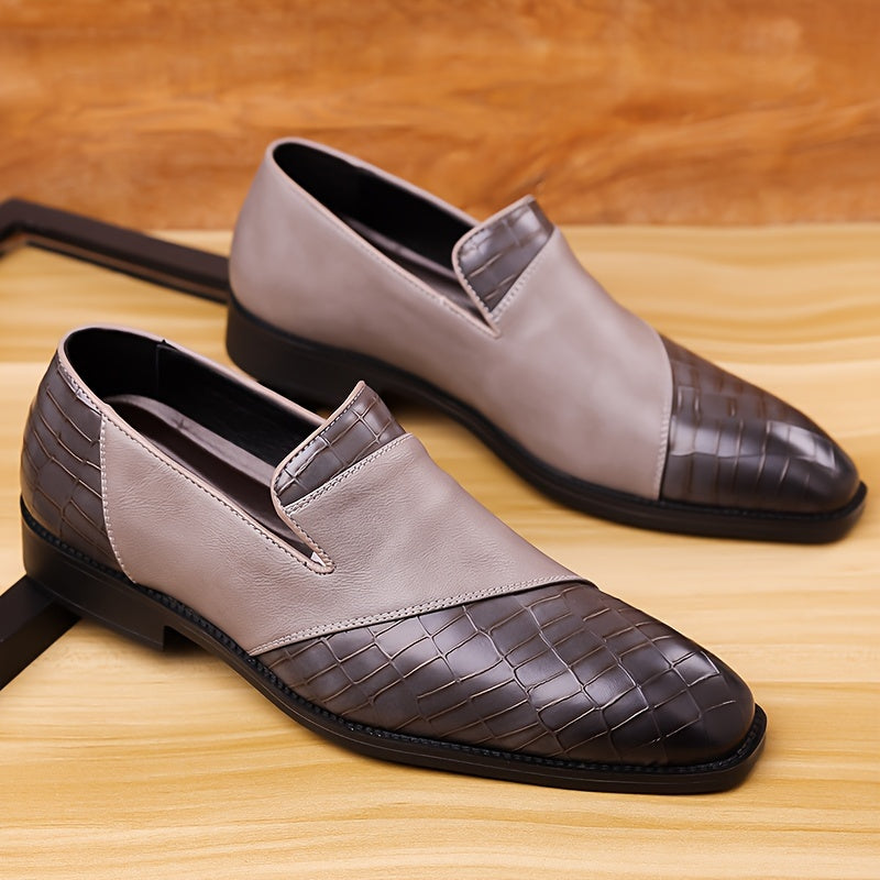 Men's Business Shoes Slip-On Pointed Toe Microfiber Leather Rubber Sole