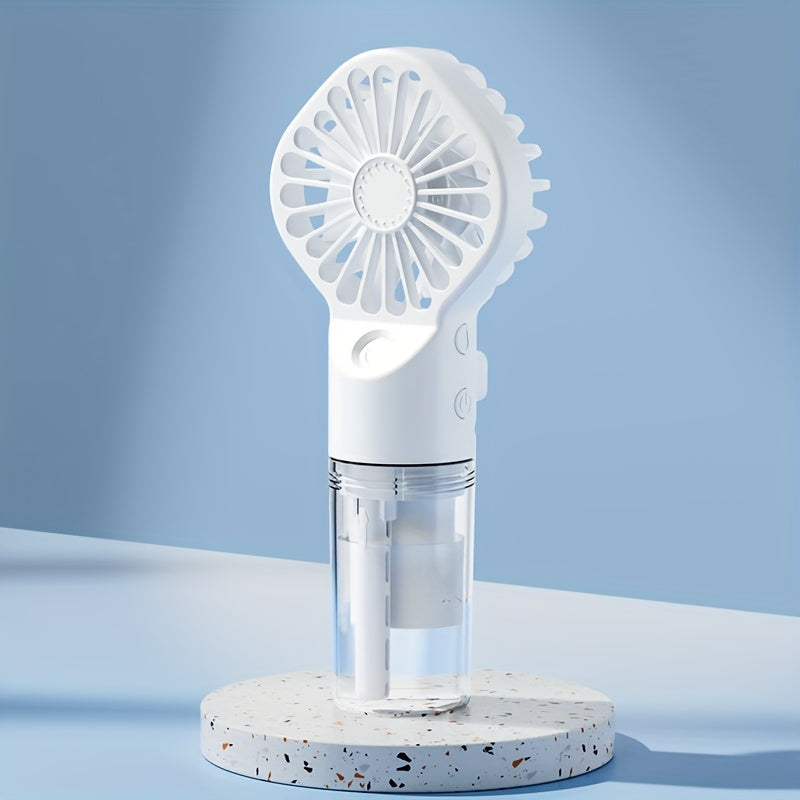 Portable Handheld Misting Fan with Rechargeable Battery and Rapid Cooling