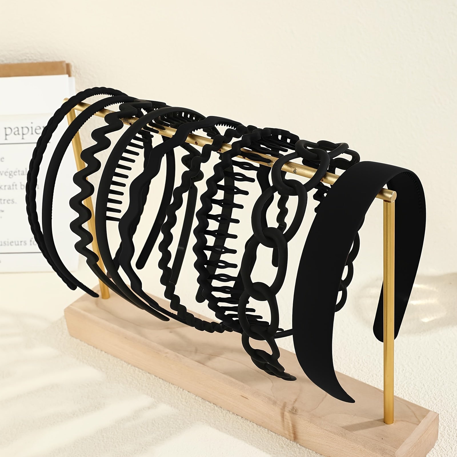 Набор из 9 зубчатых повязок на голову с нескользящей матовой поверхностью, однотонные аксессуары для волос