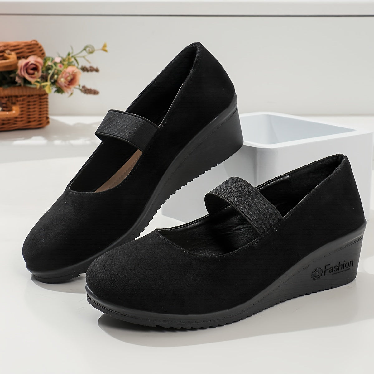 Women's Slip-On Chunky Heel Shoes Platform Wedges Adjustable Strap