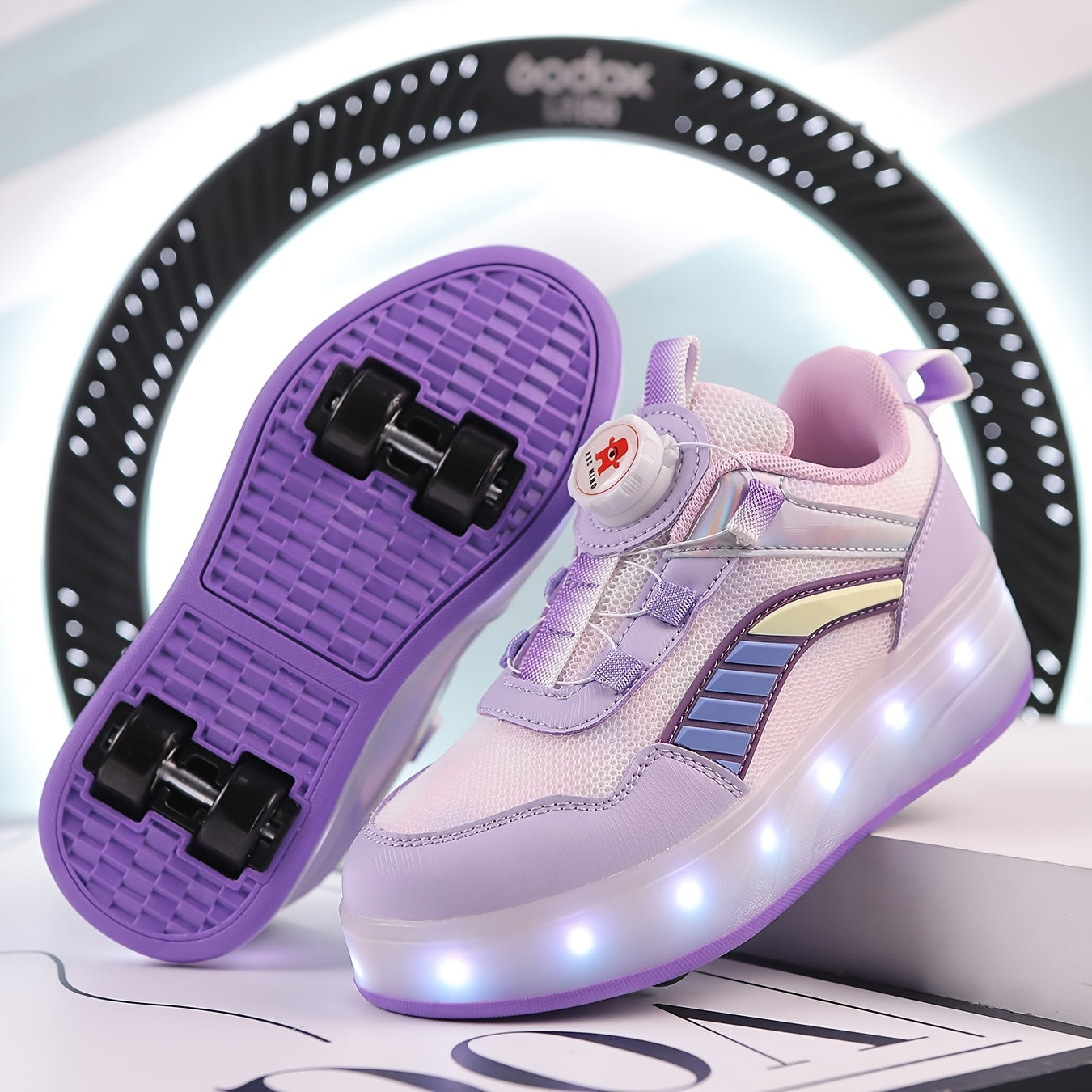 Kids' LED Flash Roller Skates for Boys and Girls, USB Rechargeable, Indoor Outdoor, All-Season