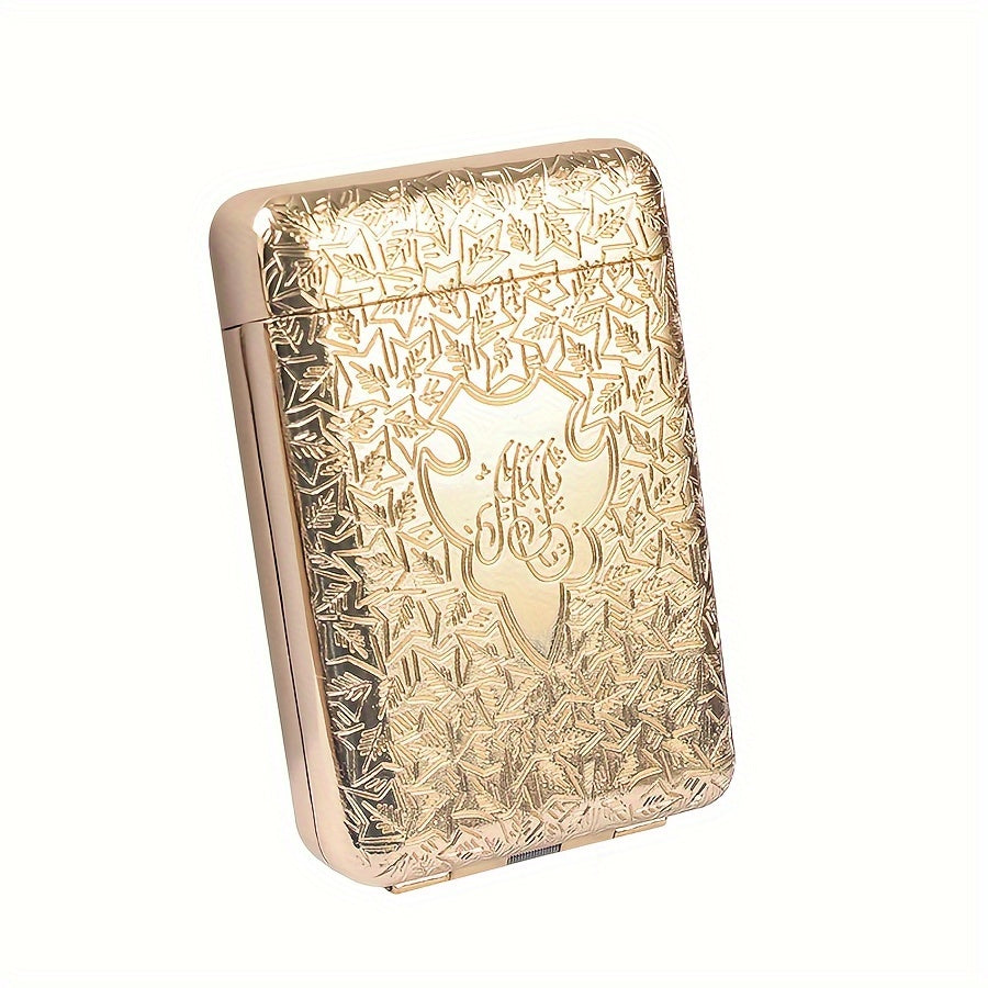 Metal Retro Cigarette Case 16-Pack Engraved Portable Slim Vintage Smoking Tool
