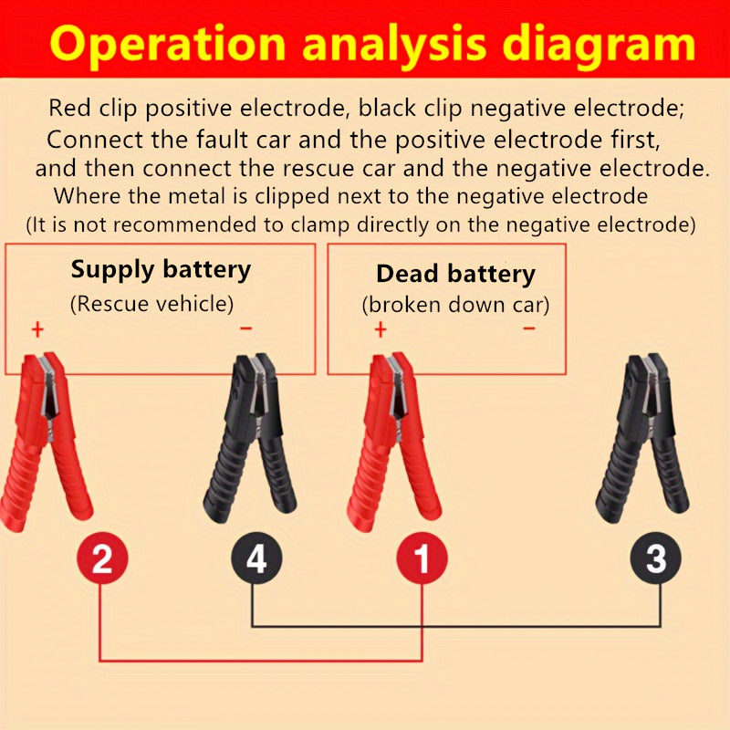 Car Emergency Power Start Cable 4M Copper Booster Jumper Battery Wire Kit