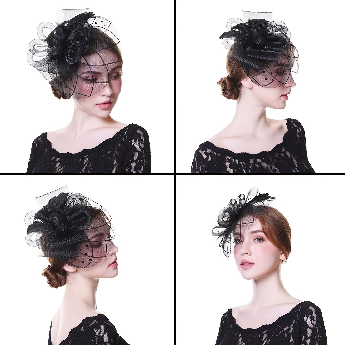 Mesh Flower Fascinator Hat for Women Tea Party Church Headwear