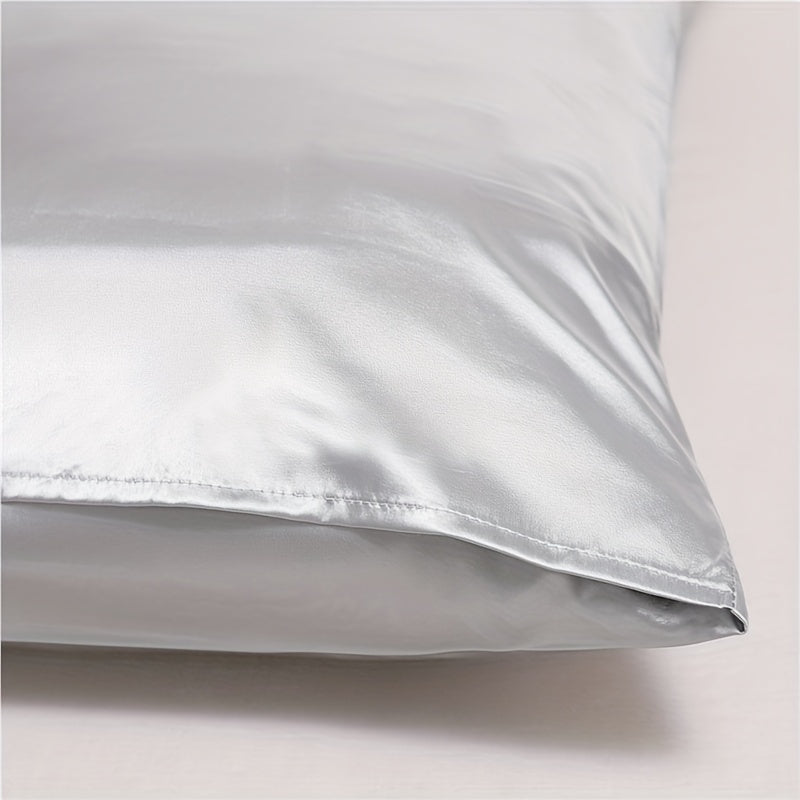 Queen Size Satin Pillowcases Set of 2 Light Gray Blackish Green Envelope Closure