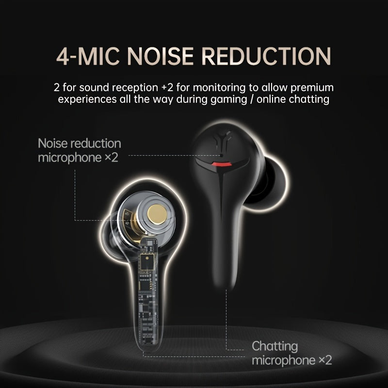 Auriculares inalámbricos con cancelación de ruido para juegos con control táctil y batería recargable