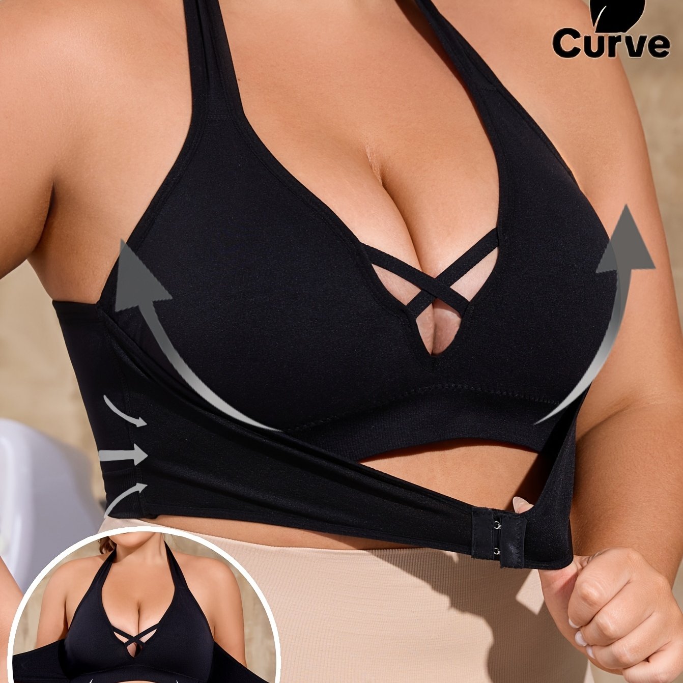 Plus Size Seamless Sports Bra Black Medium Support Yoga Running Gym