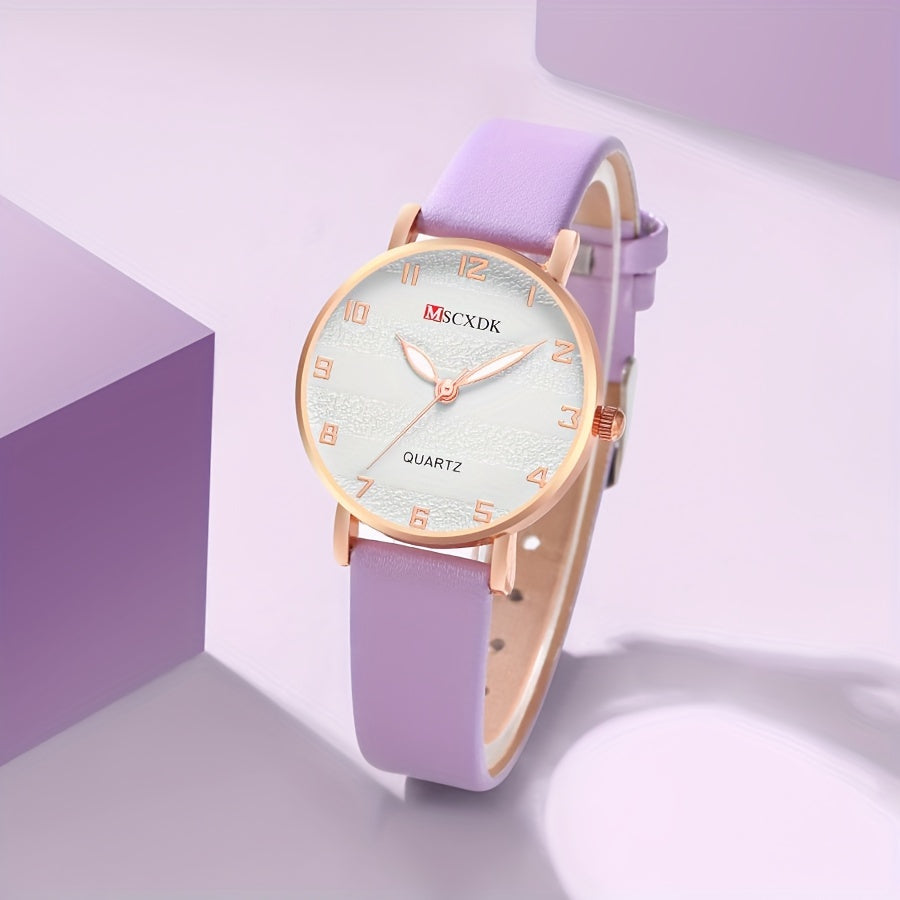 Women's Quartz Watch and Fashion Glasses Set with Elegant Design