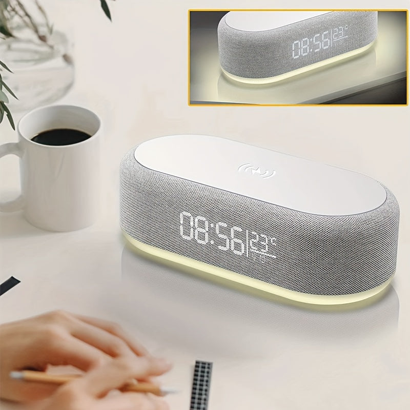 Wireless Charging Station with Alarm Lamp Night Light Clock Thermometer for iPhone and Android