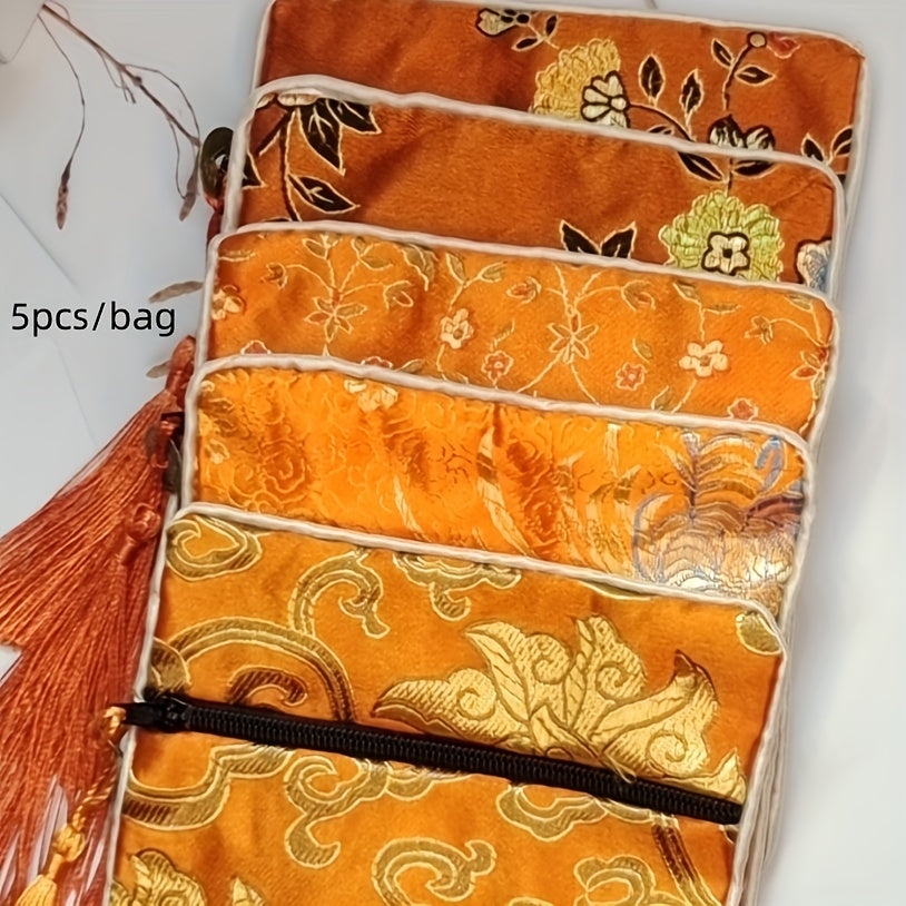 Набор сумок для украшений в стиле китайского шика с вышитым шёлковым бархатом и кисточками
