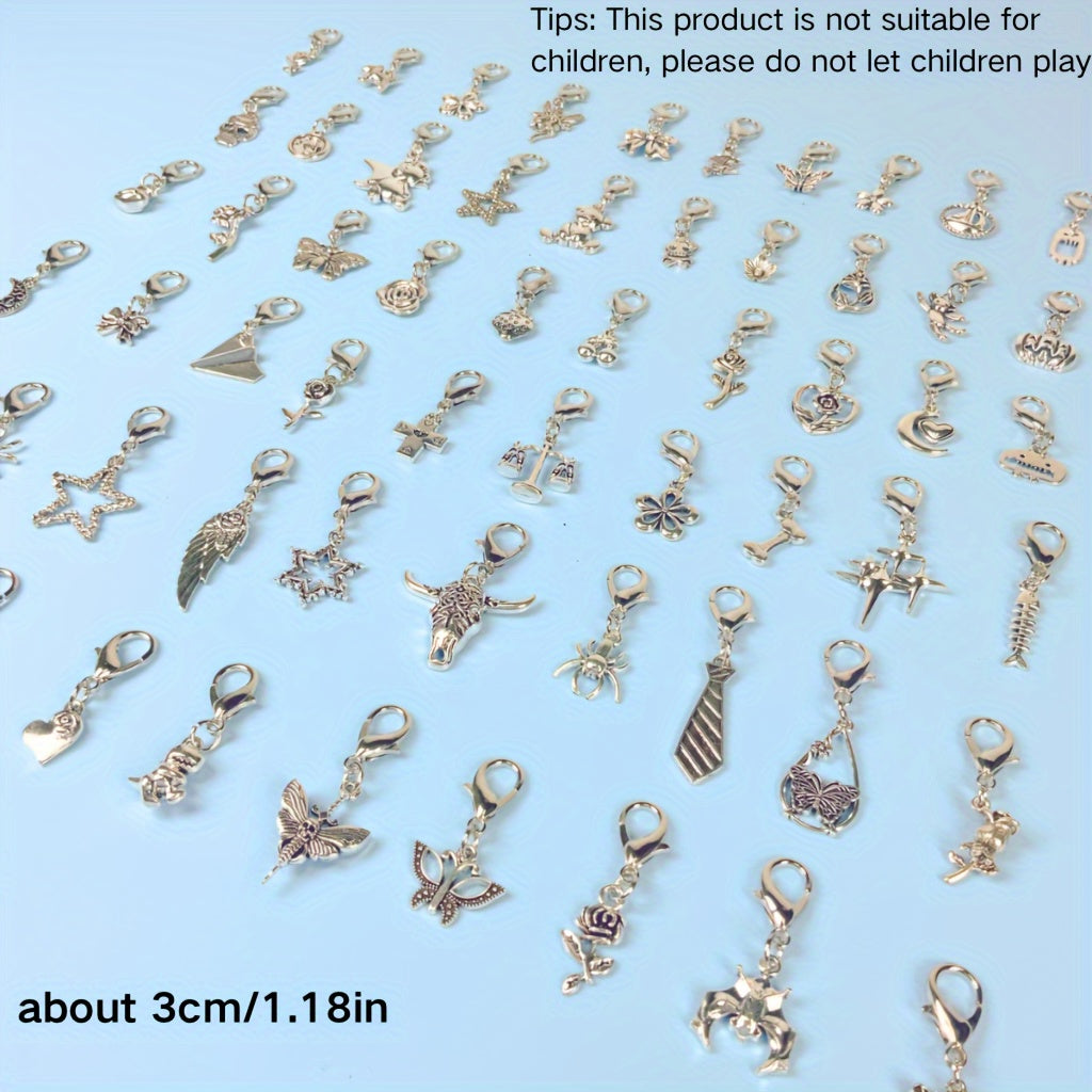 10Pcs Zinc Alloy Animal Insect Charms Set for Shoes Keychains Decorative Accessories