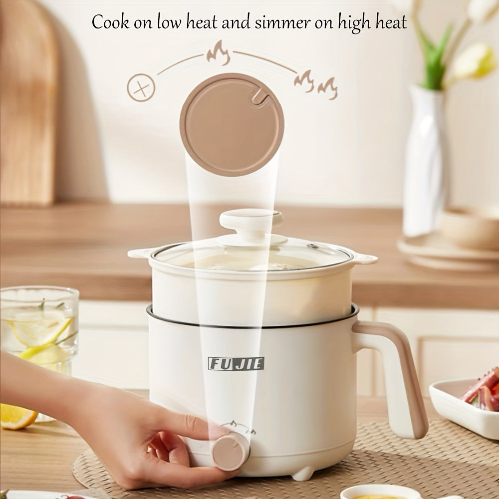 Portable Electric Steamer Wok Dual-Gear Adjustable Non-Stick Liner for Shabu-Shabu Hot Pot 220V