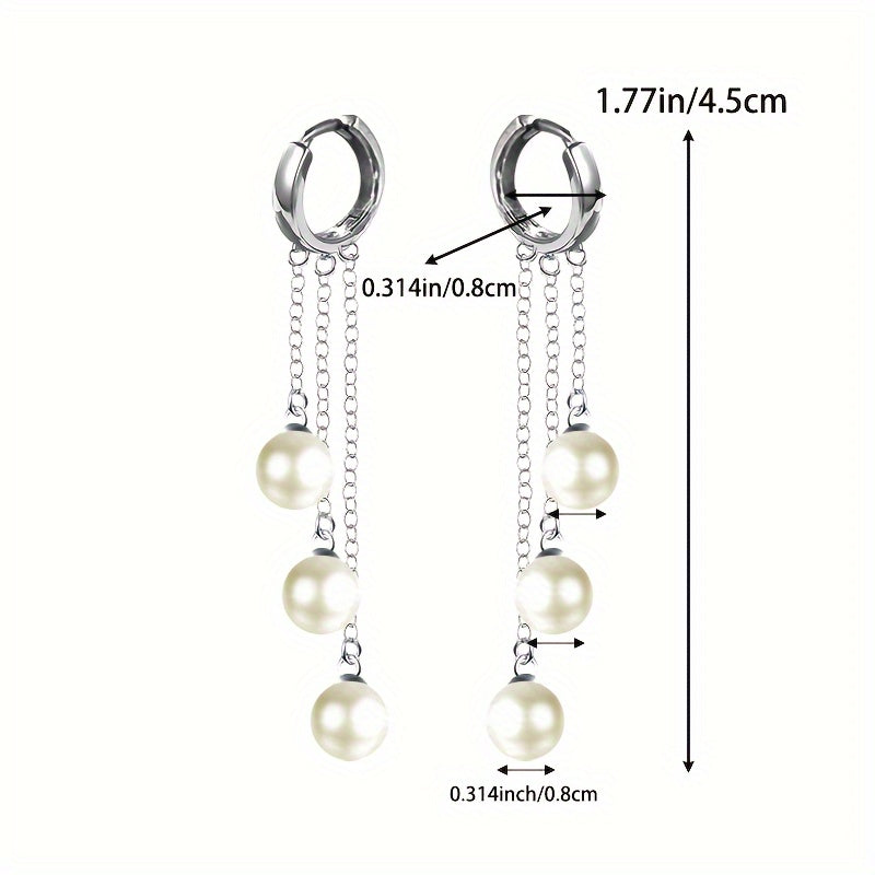 Women's Silver Drape Earrings with Tassel Line and Multi-shell Bead Inlay Hypoallergenic Gift Box