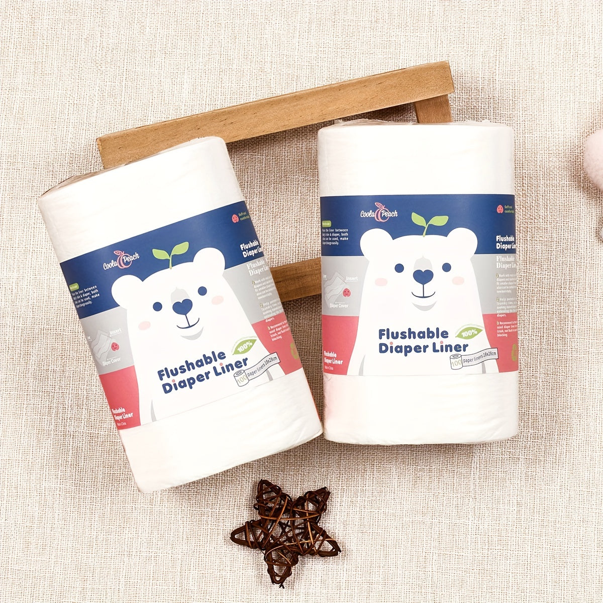 Set of 2 Bamboo Baby Diaper Liners Flushable Compostable Biodegradable