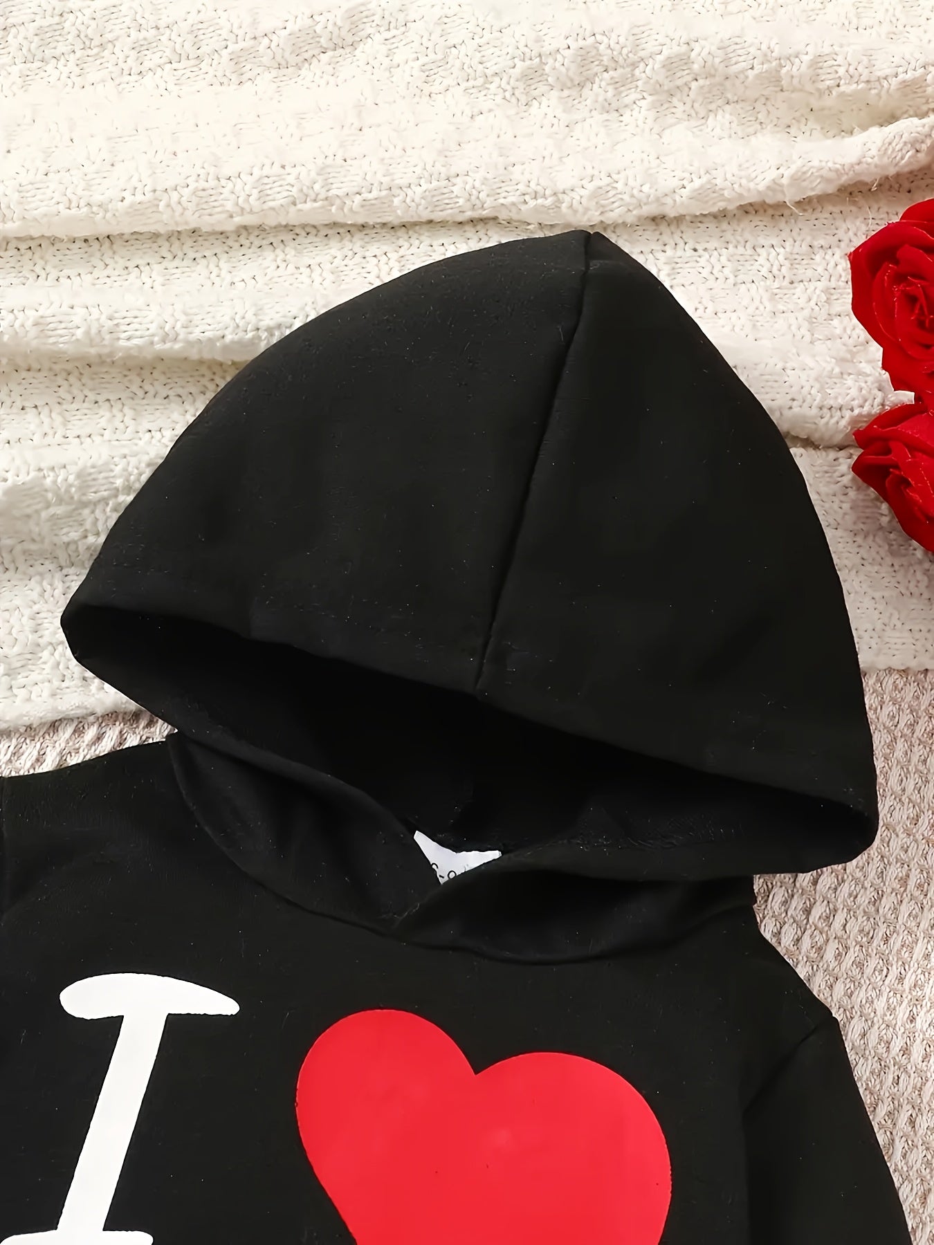 Комплект из 2 предметов с принтом "Я люблю папу": худи и брюки из полиэстера для мальчиков и девочек, предназначенный для уличной носки.