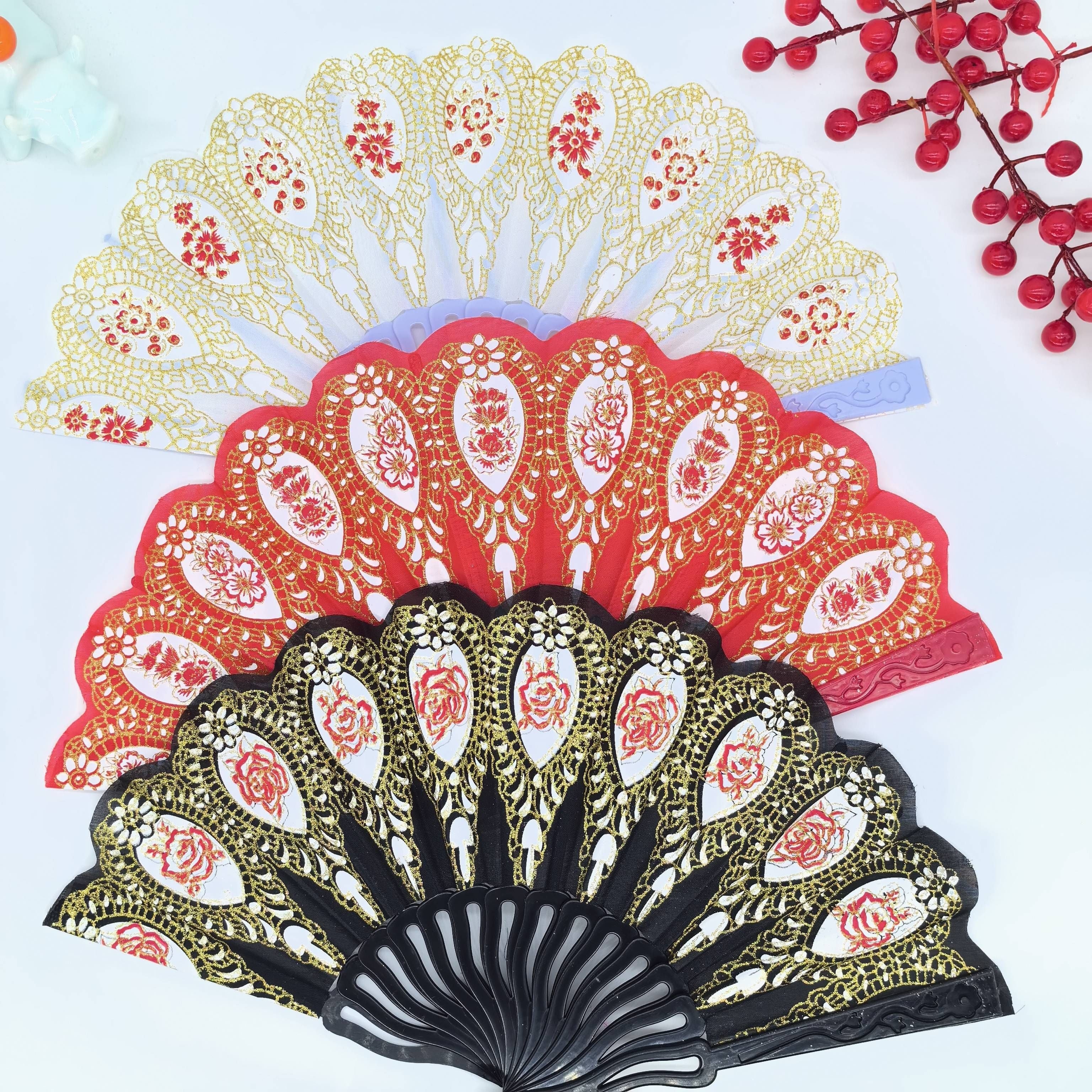 Ladies Folding Fans for Dance Performance, Carved Summer Fans, European Style