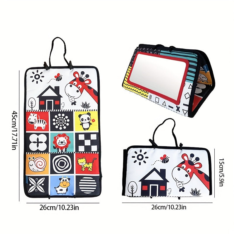 Baby Tummy Time Play Mat Colorful Cloth Crinkle Sounds Brain-Boosting Red Black