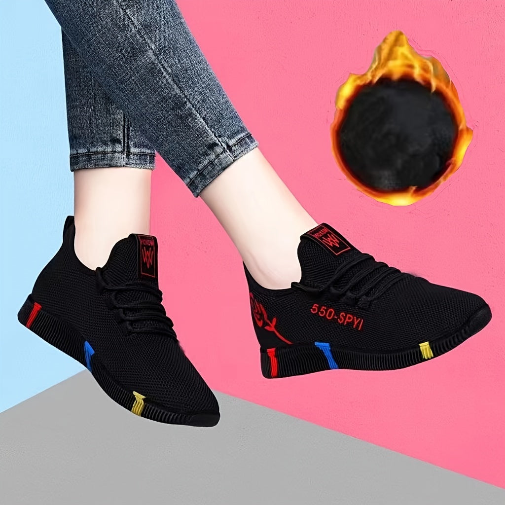 Zapatillas casuales de caña baja para mujer con tela transpirable y suela de PVC, comodidad para todas las estaciones