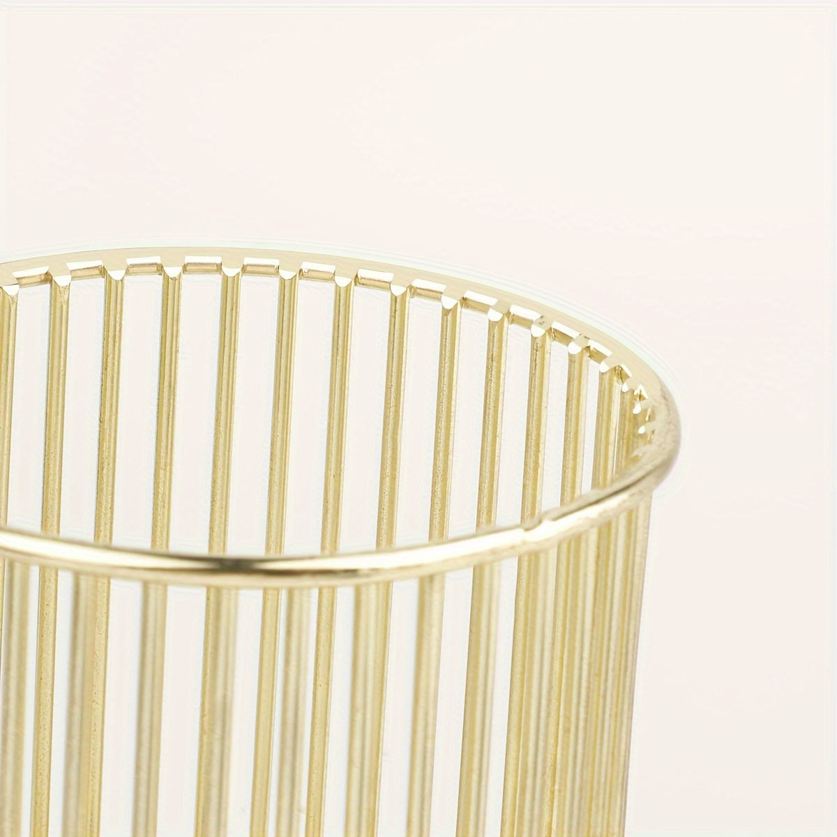 Golden Iron Makeup Brush Holder Rust Resistant Polished Finish Desktop Organizer