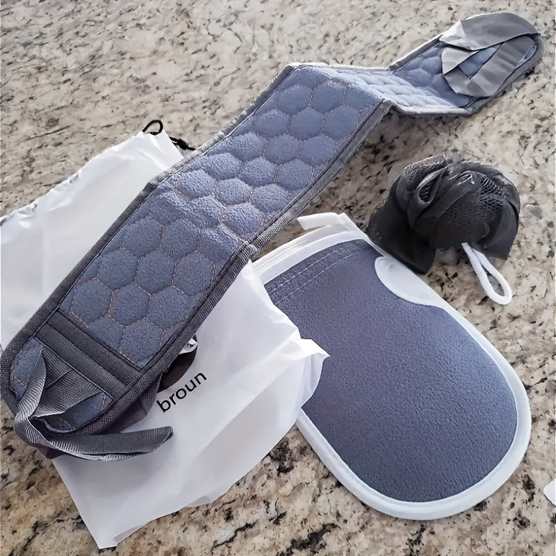 Conjunto de exfoliantes corporales con toalla exfoliante, esponja de lufa y guante de baño para ducha y spa