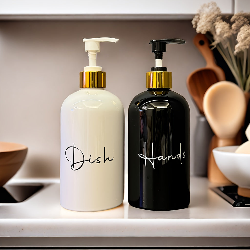 2-Pack 17 Oz Plastic Hand and Dish Soap Dispensers Refillable Lotion Bottles Kitchen Bathroom
