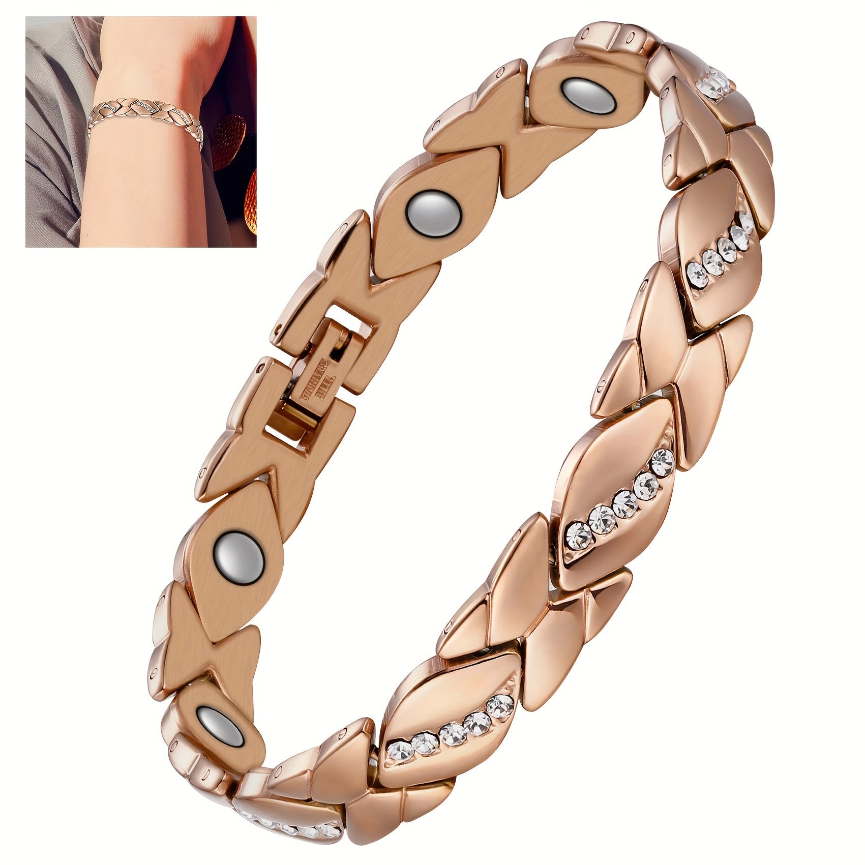 Women's Titanium Steel Magnetic Bracelet Adjustable with Sizing Tool Stylish Jewelry