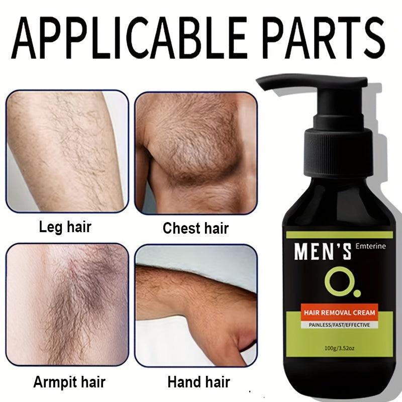 100g Erkaklar uchun Tana, Yuz, Qo'ltiq, Oyoq, Intim Joylar uchun Soch Olish Kremi, O'simlik Squalane bilan Yumshoq Formula.