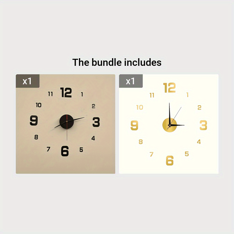 Reloj de pared minimalista moderno con espejo de acrílico, números grandes negros, 40x40cm para sala de estar y dormitorio