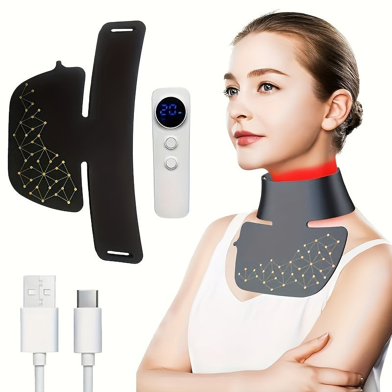 LED Neck Mask with Multi-Color Light Therapy Rechargeable Battery