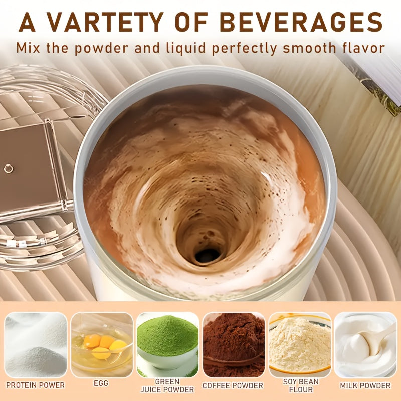 Taza auto-mezcladora de acero inoxidable de 13.5oz recargable con tapa