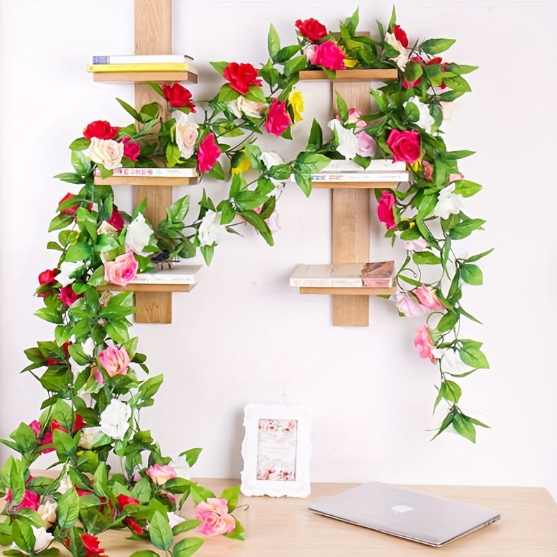 7.55ft Outdoor UV-Resistant Artificial Rose Vine for Garden Decor