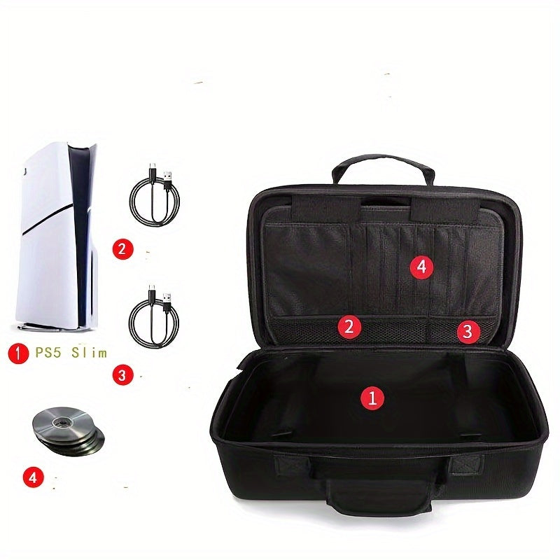 Waterproof EVA Carrying Case for PS5 and PS5 Slim with Shoulder Strap Black