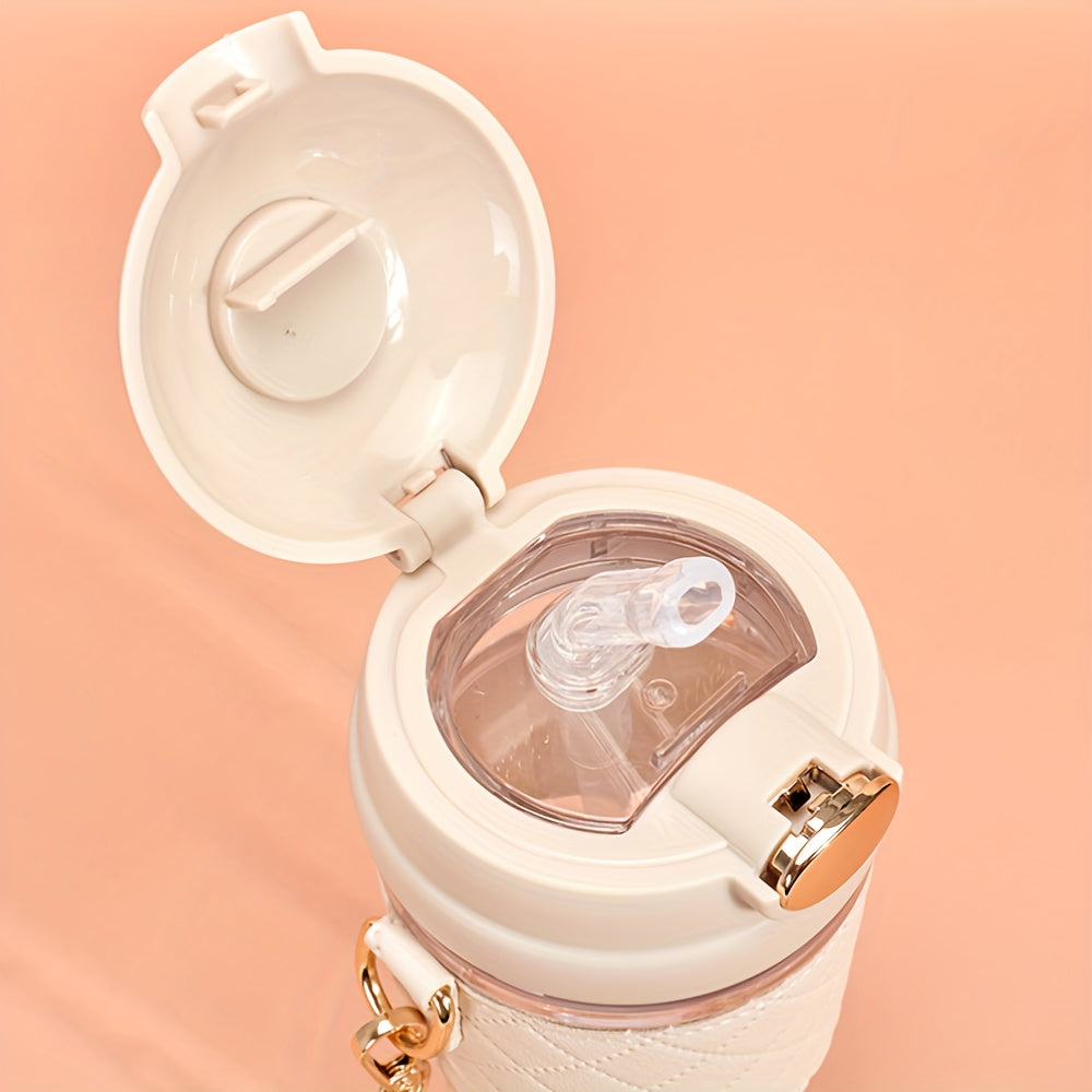 Girl Water Bottle with Straw Drop-Proof Plastic Portable High-Temperature Resistant Includes 4 3D Stickers