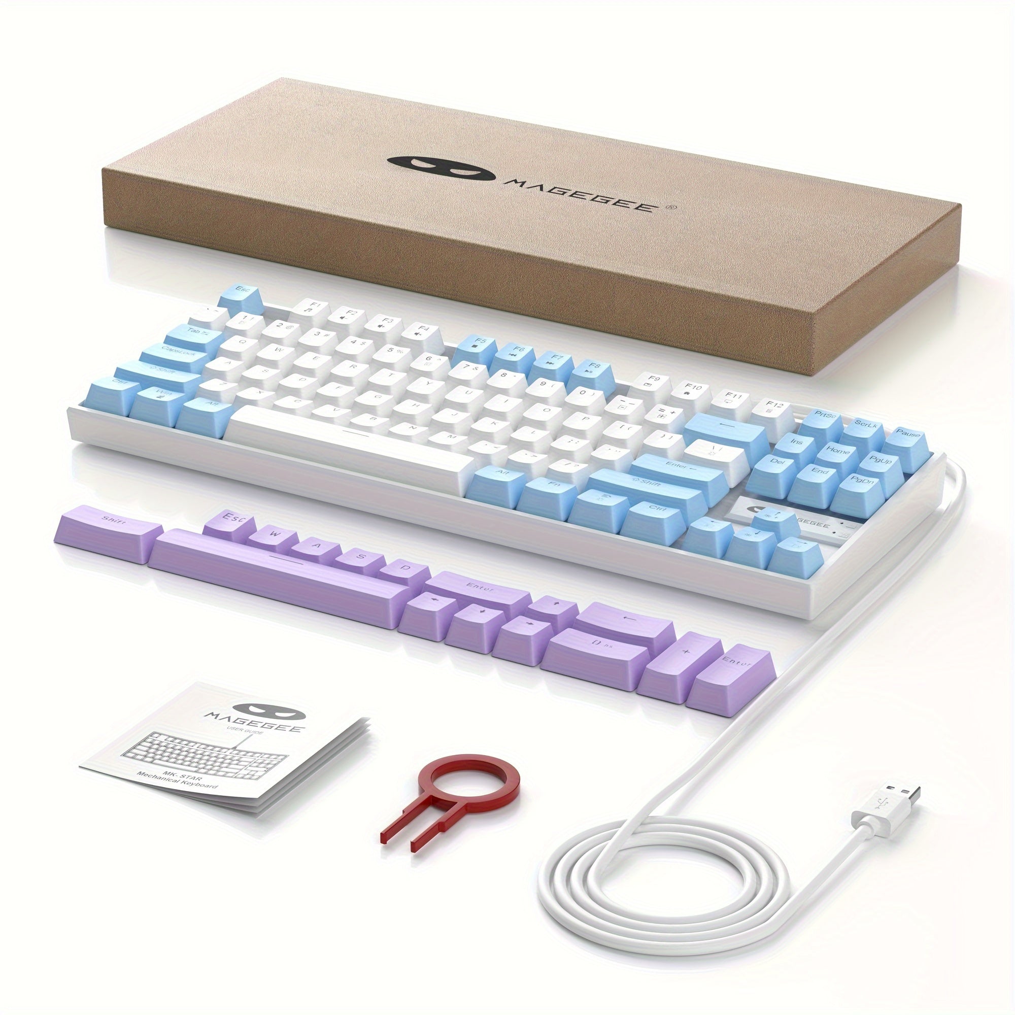 87-Key Mechanical Gaming Keyboard Backlit Wired Ergonomic Black and Blue