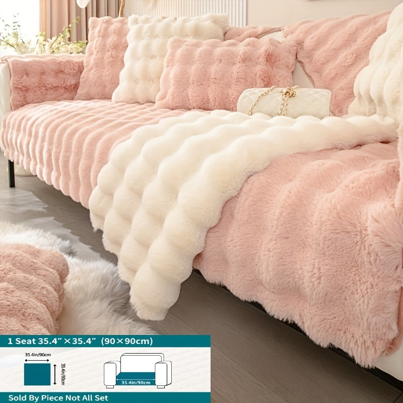 Winter Plush Sofa Cover Anti-Slip Dustproof Slipcover for Couch Living Room Bedroom