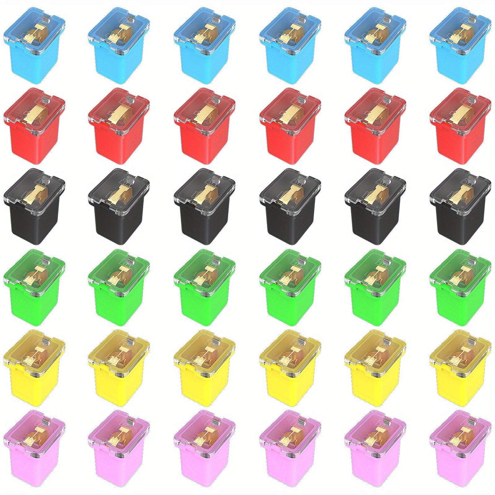 36PCS Car Micro Cartridge Fuse Set Low Profile Square Connected Box Shaped 20A 80A